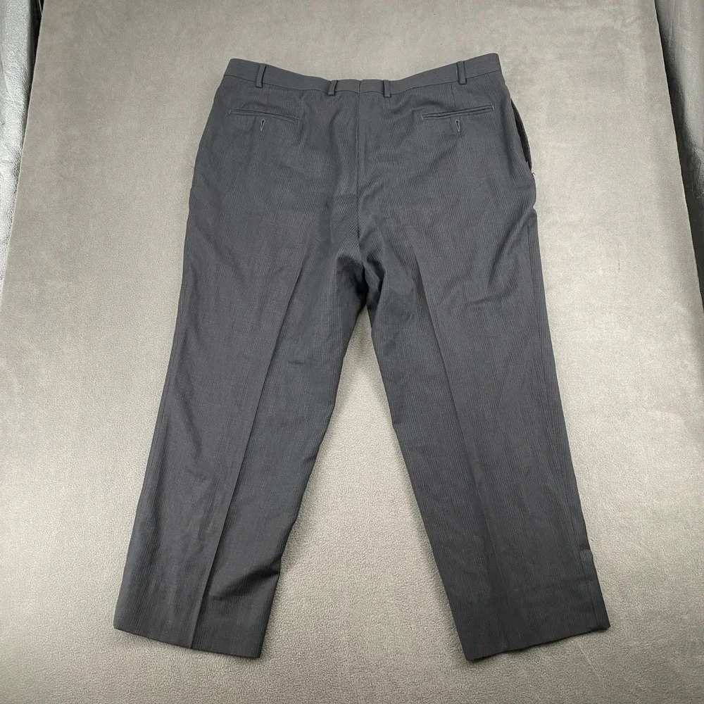 Calvin Klein Mens Charcoal Grey Blue Pinstripe Dress Pants 41x29 Flat Front